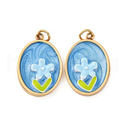 304 Stainless Steel Enamel Pendants STAS-U061-43G-02-1