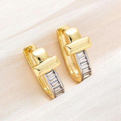 Brass Micro Pave Clear Cubic Zirconia Hoop Earrings EJEW-H158-16B-GP-1