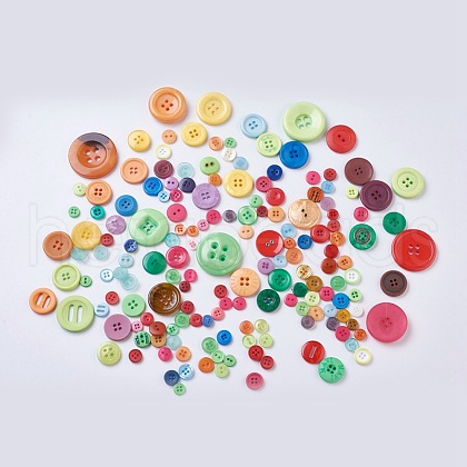 Resin Sewing Buttons For Costume Design BUTT-WH0004-01-1