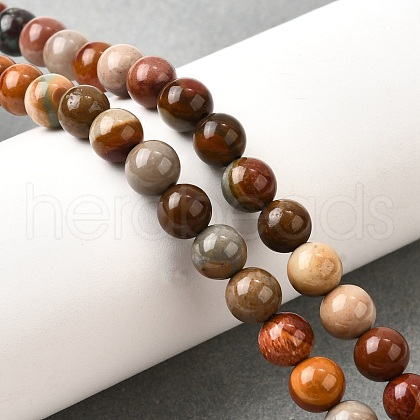 Natural Picture Jasper Beads Strands G-S390-07-6mm-1