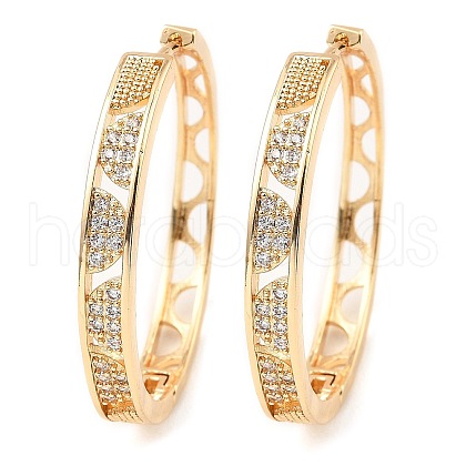 Brass with Cubic Zirconia Hoop Earrings EJEW-D078-38G-1