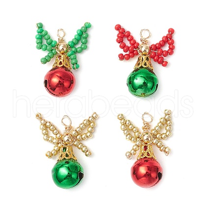 4pcs 4 Colors Brass Bell Pendants PALLOY-MZ00715-1
