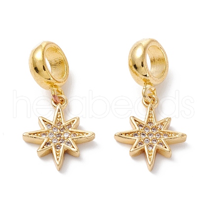 Brass Cubic Zirconia European Dangle Charms KK-B037-23G-1