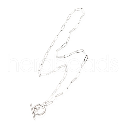 Unisex 304 Stainless Steel Paperclip Chain Necklaces X-NJEW-H215-04P-1