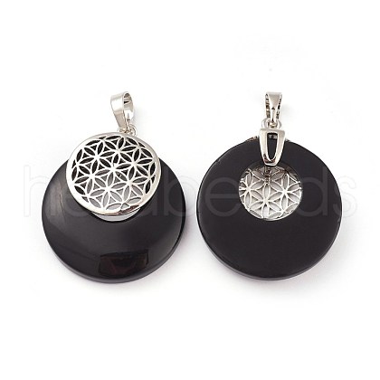Synthetic Black Stone Pendants KK-F751-M-A12-1