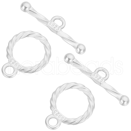 Beebeecraft 4Pcs 925 Sterling Silver Toggle Clasps STER-BBC0007-48B-1
