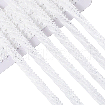 Polyester Elastic Lace Trim SRIB-WH0011-122A-1