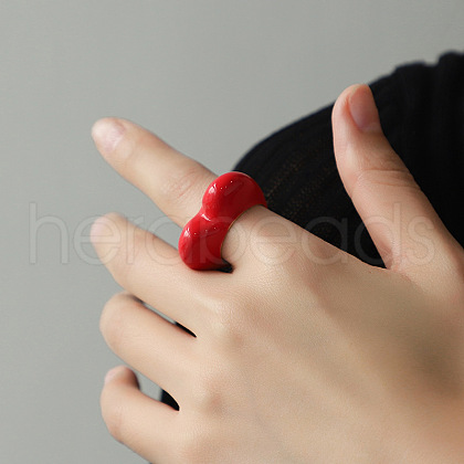 3D Heart Zinc Alloy Enamel Finger Rings FS-WG26371-07-1