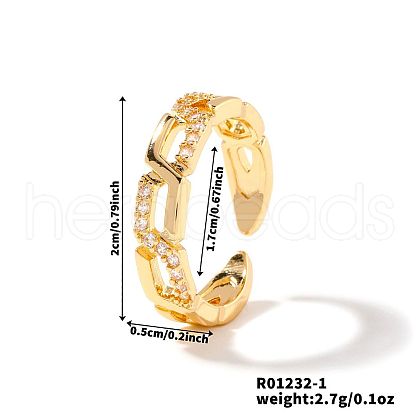 Hip Hop Style Brass  Micro Pave Cubic Zirconia Open Cuff Rings For Women CP6560-1