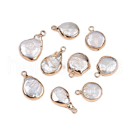 Electroplated Natural Keshi Pearl Teardrop Pendants PEAR-S018-02K-01-1