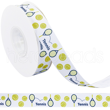 25 Yards Sport Ball Theme Printed Polyester Grosgrain Ribbon OCOR-WH20002-03A-04-1