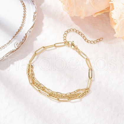 Brass Paperclip Chains Bracelets BJEW-JB11808-1