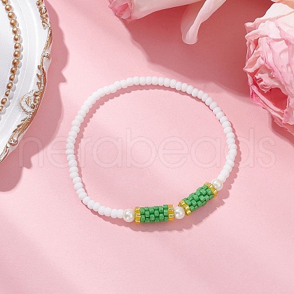 Glass Seed Beads Stretch  Bracelets for Women BJEW-MZ00153-02-1