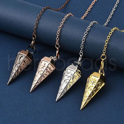 Rack Plating Brass Cone Dowsing Pendulum Pendants AJEW-G064-01-1