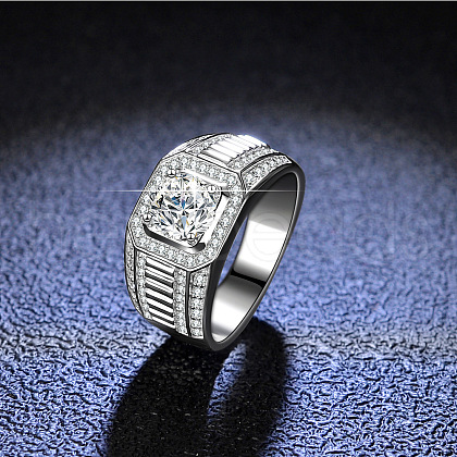 Rhodium Plated 925 Sterling Silver Micro Pave 6.5x3.9mm Cubic Zirconia Finger Rings WGBE16F-22-1