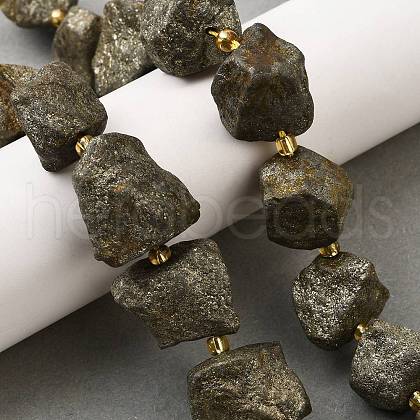 Raw Rough Natural Pyrite Beads Strands G-Z087-B17-1