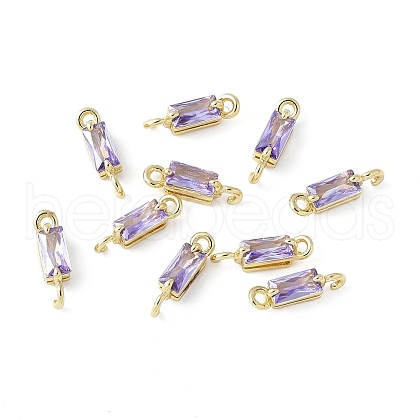Brass Pave Cubic Zirconia Connector Charms KK-F892-53G-11-1