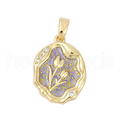 Brass Micro Pave Cubic Zirconia Pendants KK-U068-10G-03-1