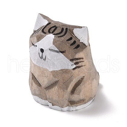 Cat Shape Wood Figurines DJEW-G043-01A-1
