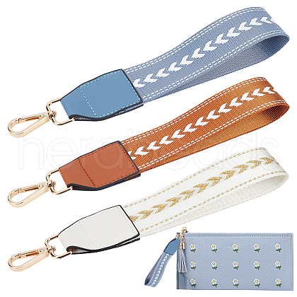 WADORN 3Pcs 3 Colors Nylon Wristlet Short Bag Straps AJEW-WR0001-82-1