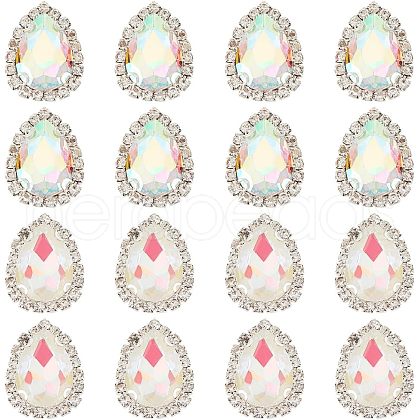 Olycraft 16Pcs 2 Colors Sew on Rhinestone GLAA-OC0001-28-1