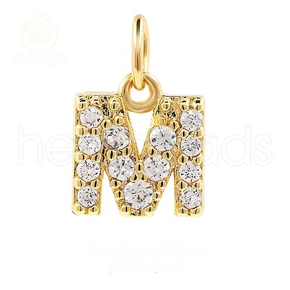 Brass Cubic Zirconia Pendants with Jump Rings FIND-PW0024-09M-1