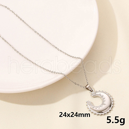 Stainless Steel Moon Pendant Necklaces LL9510-11-1