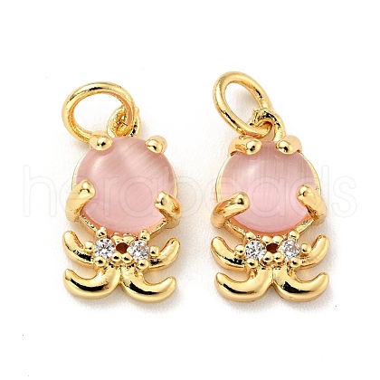 Eco-friendly Brass Micro Pave Clear Cubic Zirconia Pendants KK-D080-35G-1