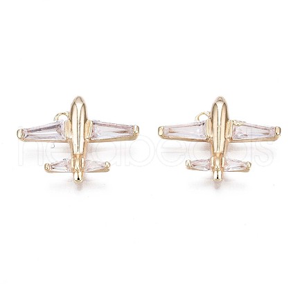 Brass Micro Pave Clear Cubic Zirconia Pendants KK-Q764-015-1