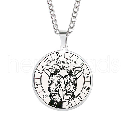 Non-Tarnish Unisex 201 Stainless Steel Constellation Pendant Necklaces NJEW-T011-LA721-3-1