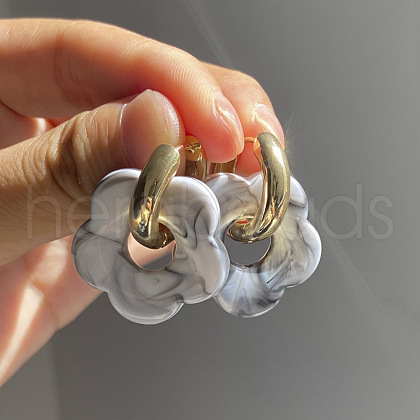 Flower Stainless Steel Acrylic Hoop Earrings FS-WGEB331-04-1
