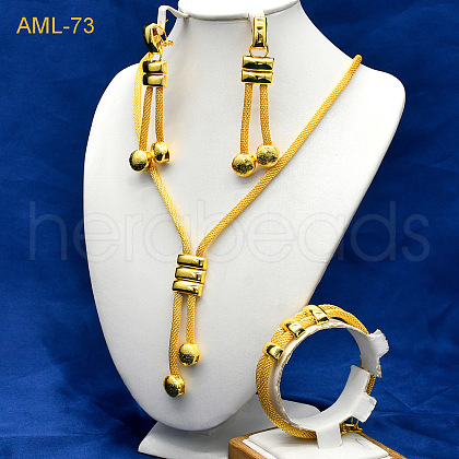 Alloy Pendant Necklace & Stud Earring & Bracelet FS-WGC4C10-01-1