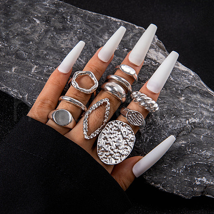 10Pcs Alloy Finger Rings Sets WG7802C-22-1