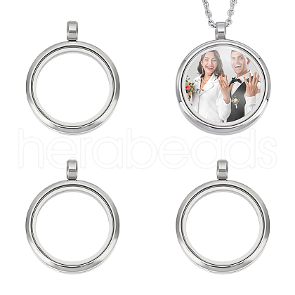 Unicraftale 4Pcs Stainless Steel Locket Pendants STAS-UN0061-63B-1