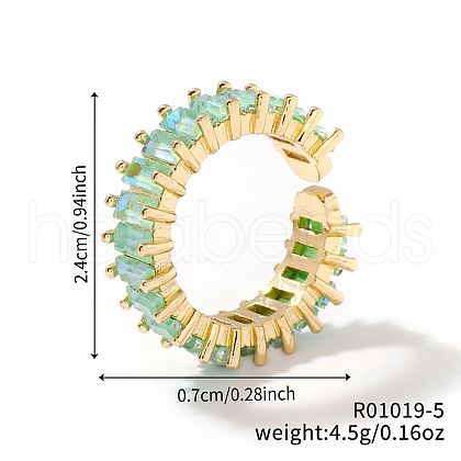 Brass Glass Cuff Rings ZQ1341-5-1