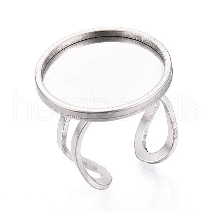 304 Stainless Steel Cuff Ring Findings STAS-S080-040H-P-1