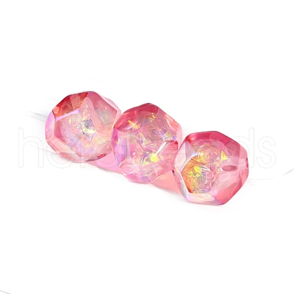 30Pcs Gradient Color & UV Plating Rainbow Iridescent Opaque Resin Beads PW-WG6C260-04-1