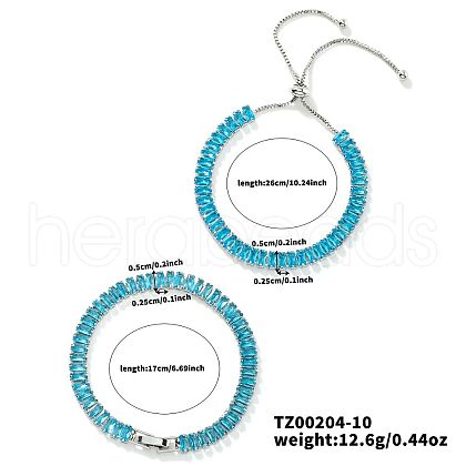 2Pcs 2 Styles Brass Cubic Zirconia Cup Chain Fashionable and Elegant Bracelets Sets TQ8925-1