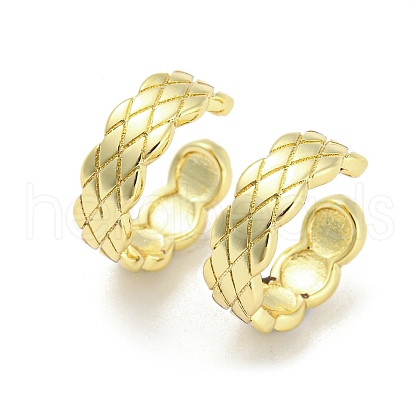 Brass Rhombus Cuff Earrings EJEW-I300-05G-1