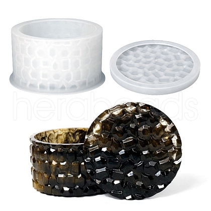 DIY Stackable Bumpy Flat Round Storage Box Food Grade Silicone Molds SIMO-PW0003-07-1