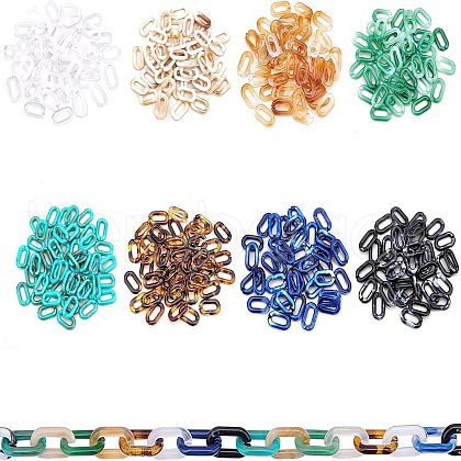 SUPERFINDINGS 960Pcs 8 Colors Acrylic Linking Rings OACR-FH0001-030-1