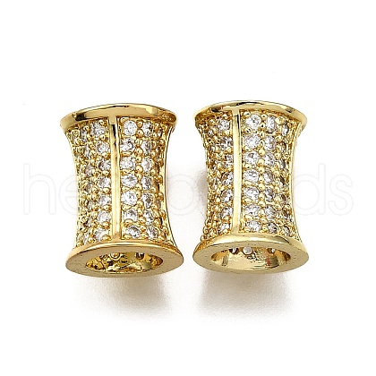 Brass Micro Pave Cubic Zirconia Beads KK-Z100-09G-1