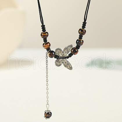 Ethnic Style Butterfly Alloy & Porcelain Beads Pendant Long Necklaces for Women FS-WG12891-15-1