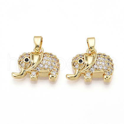 Brass Micro Pave Cubic Zirconia Pendants KK-T070-64G-1