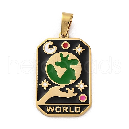 Ion Plating(IP) 304 Stainless Steel Enamel Pendants STAS-Q003-01G-021-1