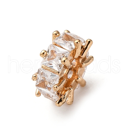 Brass Micro Pave Clear Cubic Zirconia Beads KK-D378-24G-02-1