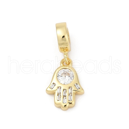 Brass Micro Pave Cubic Zirconia European Dangle Charm KK-U062-24G-1