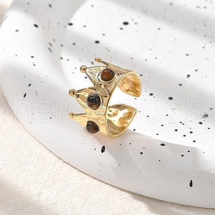 Natural Tiger Eye Finger Rings STAS-Z112-09G-03-1
