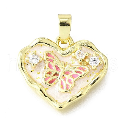 Brass Micro Pave Cubic Zirconia Enamel Pendants KK-V007-41G-01-1