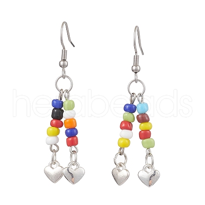 Glass Dangle Earrings EJEW-JE05988-1